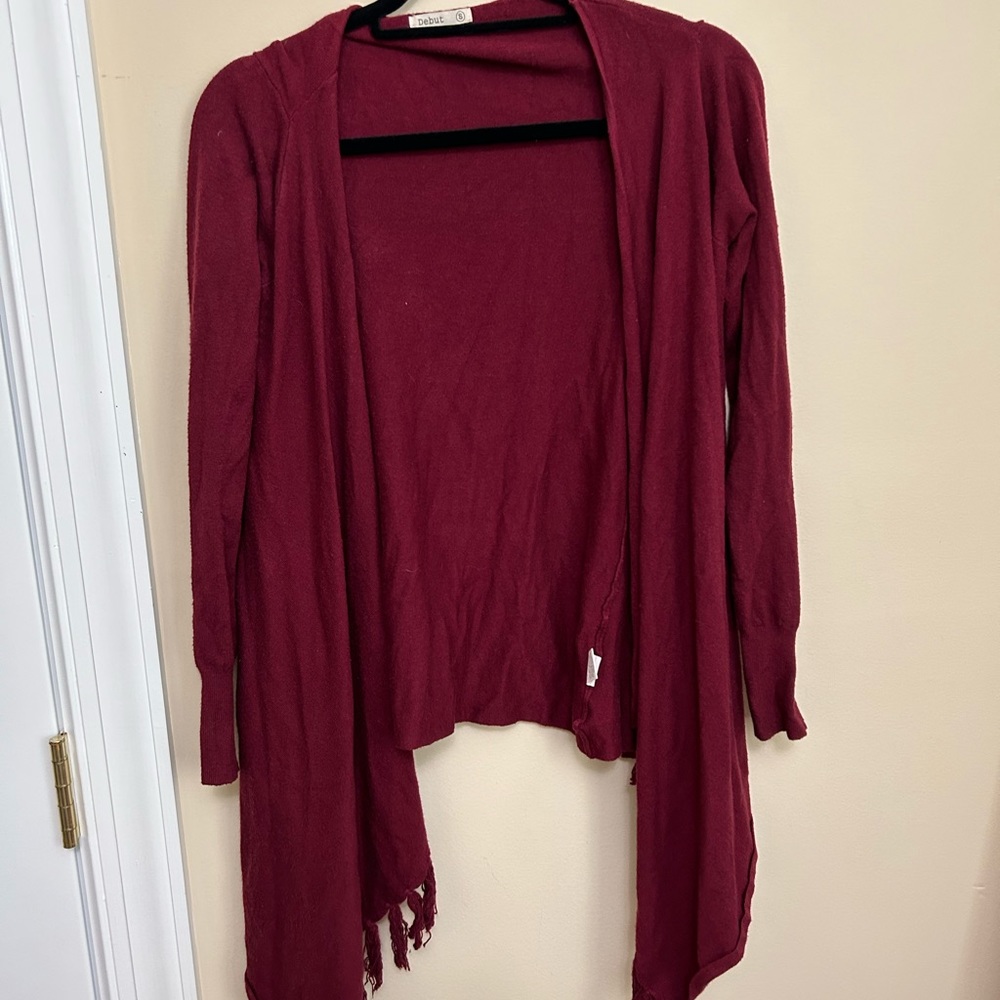 Red fringe cardigan